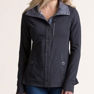 Kuhl Krush Cotton-Blend High-Collar Jacket Snap Closure Gray